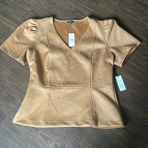 ANN TAYLOR BROWN SUEDE BLOUSE NWT MEDIUM